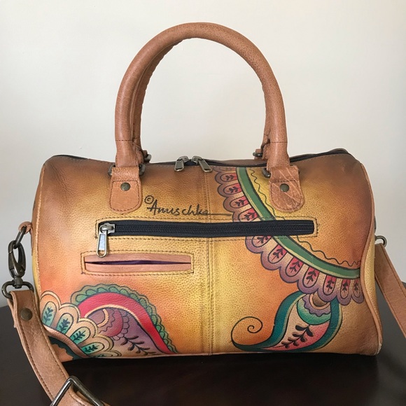 Anuschka Leather Satchel Crossbody Purse - Picture 2 of 15